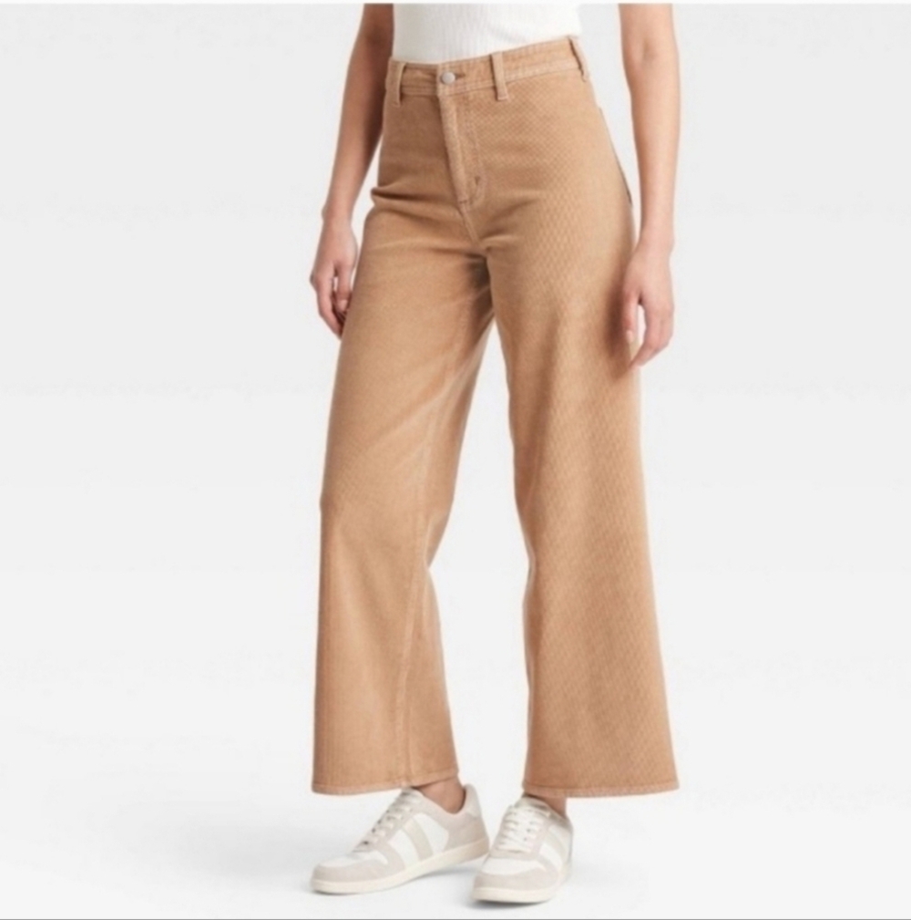 Women's High-Rise Corduroy Sailor Wide Leg Ankle Jeans Universal Thread Brown 17